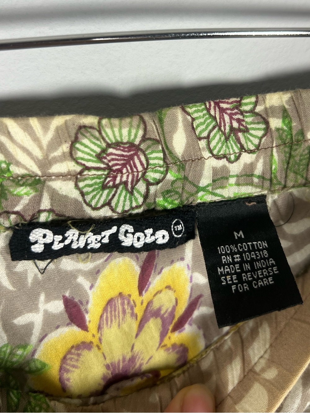Planet Gold Tiered Mixed Media Hippie Festival Boho Maxi Skirt Cotton Medium - Picture 3 of 6